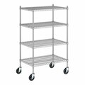 Regency Space Solutions Regency 24'' x 36'' x 60'' NSF Stainless Steel Wire Mobile Shelving Starter Kit with 4 Shelves 460W2436KM54